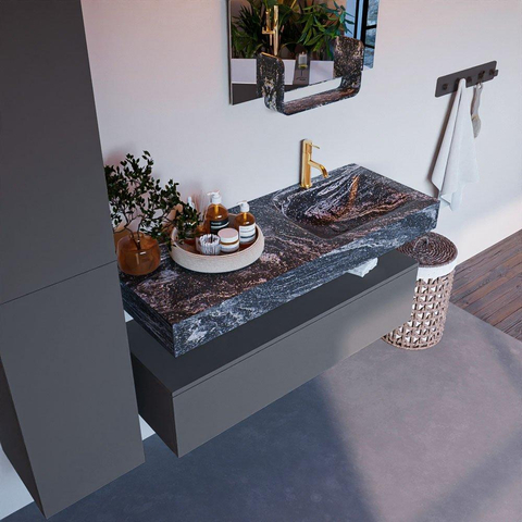MONDIAZ ALAN - DLUX Ensemble de meuble de salle de bains - 120cm - meuble bas - Plata - 1 tiroir - lavabo suspendu - vasque à droite - 1 trou de robinet - Lava SW808648