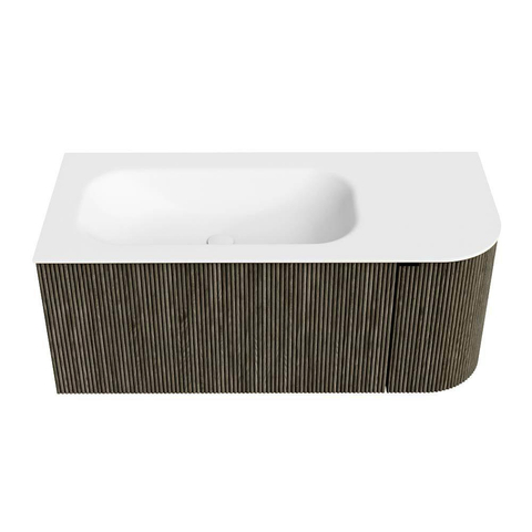 Mondiaz KURVE Ensemble de meuble de salle de bains - 105x46x40cm - 1 tiroir - 1 porte - lavabo solid surface - gauche - sans trou de robinet - Shadow SW1414227