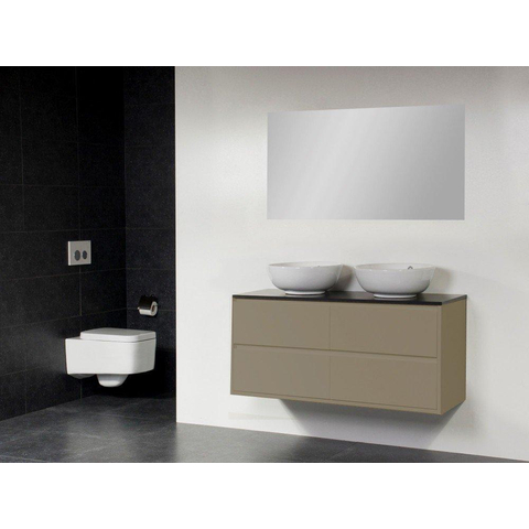 Saniclass New Future Kos Meuble salle de bain avec vasque à poser blanc 120cm avec miroir taupe SW47773