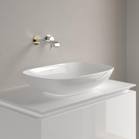 Villeroy & Boch Loop & friends lavabo à poser - 56x38cm - rectangulaire avec trop-plein CeramicPlus blanc SW644148