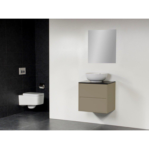 Saniclass New Future Kos Meuble salle de bain avec vasque à poser 60cm brillant avec miroir taupe SW47777