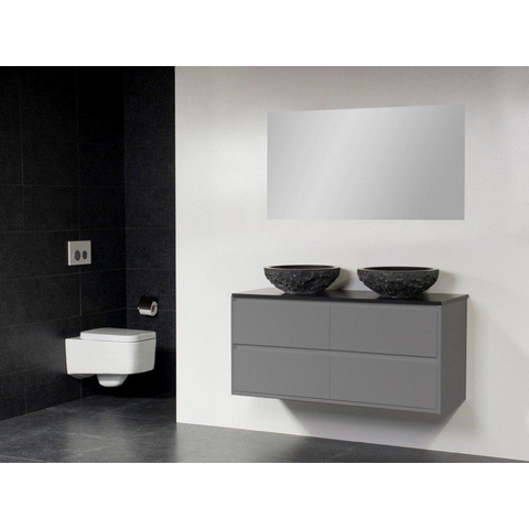 Saniclass New Future Corestone13 Vasque à poser bouchardée meuble 120cm avec miroir gris SW47824
