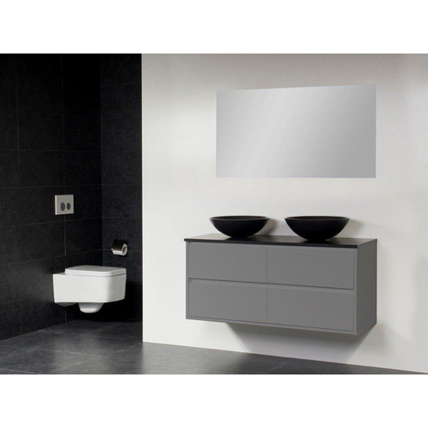Saniclass New Future Corestone13 Meuble salle de bain avec vasque à poser noi 120cm avec miroir gris SW47839