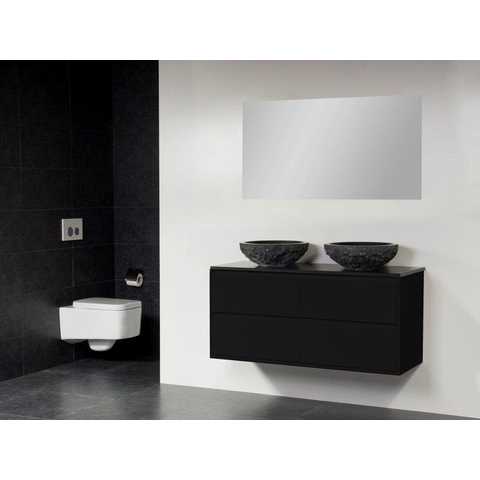 Saniclass New Future Corestone13 Meuble salle de bain avec vasque à poser martelé 120cm avec miroir noir SW47895