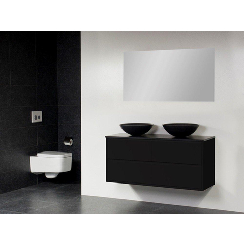 Saniclass New Future Corestone13 Meuble salle de bain avec vasque à poser noir 120cm avec miroir Blanc SW47903