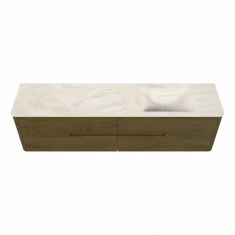 Mondiaz CIRO-DLUX Badkamermeubelset - 190x45x50cm - Solid surface wastafel Ostra - 1 wasbak Rechts - 1 kraangat - 4 lades - Dusk SW1533468