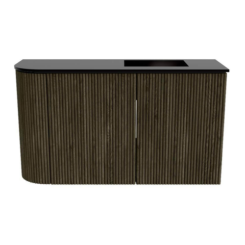 Mondiaz JOYA Meuble de salle de bains 71,6cm - arrondi gauche couleur Shadow - Vasque FAYE position droite Sans trou de robinet couleur Urban SW1421532