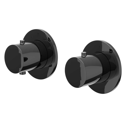 IVY Bond Ensemble de douche de pluie - encastré - symmetry - inverseur d’arrêt 2 voies - bras mural 40cm - douche de tête medium 20cm - support avec sortie - flexible de douche 150cm - douchette satin spray - Chrome noir PVD SW1034448