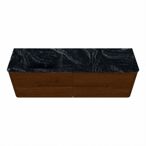 Mondiaz CIRO-DLUX Meuble de salle de bains - 160x45x50cm - vasque solid surface Lava - 1 lavabo à gauche - sans trous de robinetterie - 4 tiroirs - Ruby SW1531602