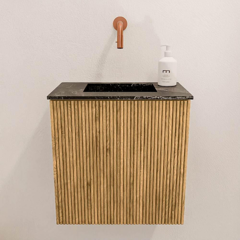 Mondiaz JOYA-DLUX 40cm toiletmeubel - kleur Oak - Wastafel FAYE positie Midden Zonder kraangat kleur Lava. SW1422033