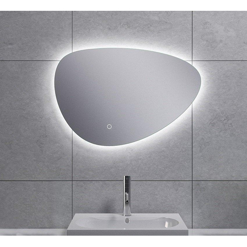 Wiesbaden Uovo Spiegel asymetrisch - 60cm - met spiegelverwarming - met LED verlichting rondom dimbaar SW484781