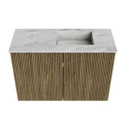Mondiaz JOYA-DLUX 60cm meuble de salle de bains - couleur Dusk - Vasque FAYE position Droite 1 trou de robinet couleur Glace. SW1423135