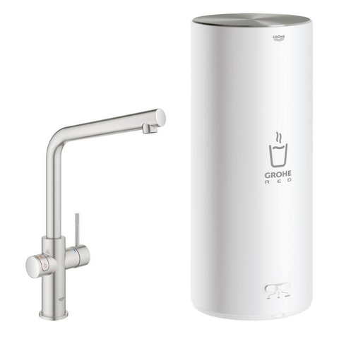 Grohe Red Keukenkraan - hoog - 3 in 1 - l uitloop - l size boiler - Brushed Supersteel (RVS) SW108065