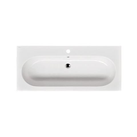 Saniclass Palermo Meubelwastafel - 100x47x3.5cm - overloop - 1 wasbak midden - 1 kraangat - keramiek - wit - beschadigd - OUTLET UDEN STORE39157