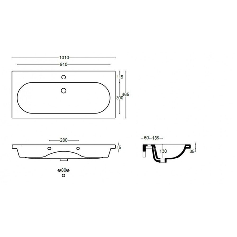 Saniclass Palermo Meubelwastafel - 100x47x3.5cm - overloop - 1 wasbak midden - 1 kraangat - keramiek - wit - beschadigd - OUTLET UDEN STORE39157