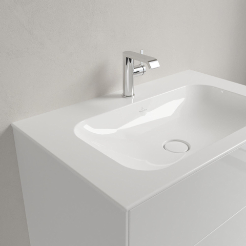 Villeroy & Boch finion meubelwastafel - 1 kraangat - 80x50cm CeramicPlus - zonder overloop - White Alpine (glans wit) SW106520