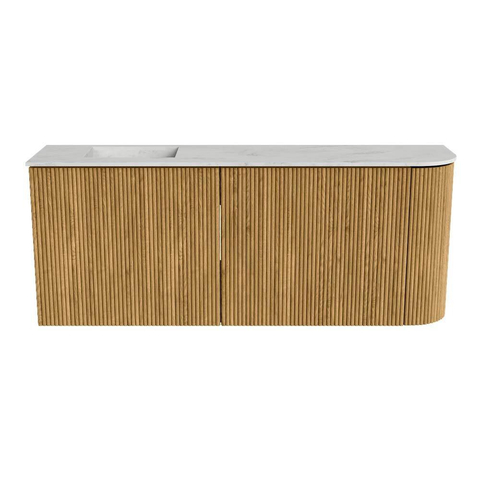 Mondiaz JOYA-DLUX 101.6cm toiletmeubel - ronding rechts kleur Oak - Wastafel FAYE positie Links Zonder kraangat kleur Opalo. SW1422176