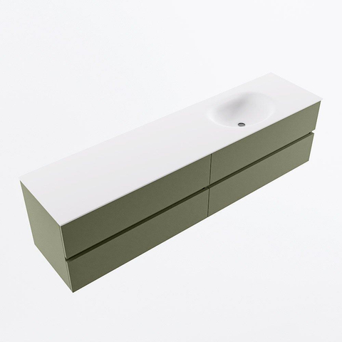 Mondiaz VICA Ensemble meuble de salle de bains - 190cm - army - 4 tiroirs - Lavabo MOON - droite - 1 trou de robinet - couleur talc - Version XL 60cm de haut SW1189224
