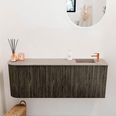 Mondiaz JOYA-DLUX 111.6cm toiletmeubel - ronding links kleur Shadow - Wastafel FAYE positie Rechts 1 kraangat kleur Saba. SW1425158