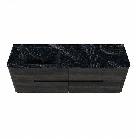 Mondiaz CIRO-DLUX Meuble de salle de bains - 150x45x50cm - Plan vasque solid surface Lava - 1 lavabo à gauche - sans trous de robinet - 4 tiroirs - Shadow SW1532476