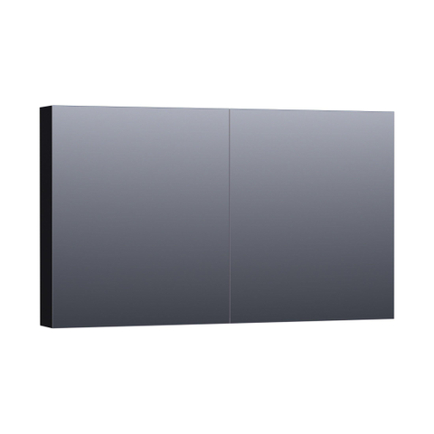 Saniclass Dual Spiegelkast - 120x70x15cm - 2 links- rechtsdraaiende spiegeldeur - MDF - mat zwart SW370058
