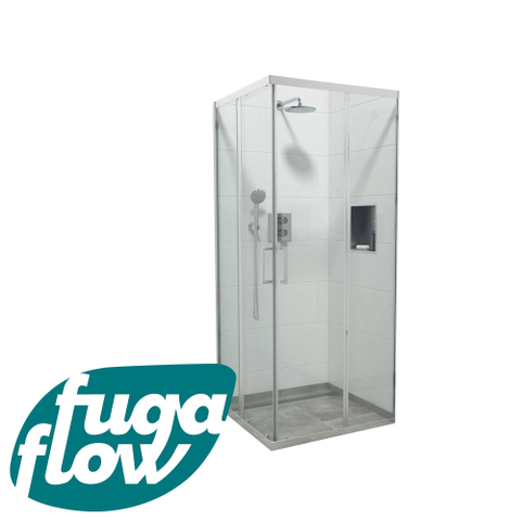FugaFlow Boutry Quick Fit cabine de douche - carré - 90x90x195cm - accès d'angle - porte coulissante - anti calcaire - Chrome SW999907