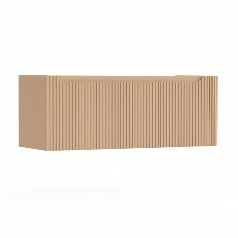 H&R Badmeubelen Juice Wastafelonderkast - 120x45x40cm - rechterhoek afgerond - 3D-front - 2 lades - geïntegreerde greep - peach SW1260013