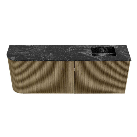 Mondiaz JOYA-DLUX Meuble de salle de bains 111.6cm - arrondi gauche couleur Dusk - Vasque FAYE position Droite Sans trou de robinet couleur Lava. SW1423275
