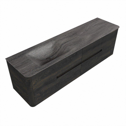 Mondiaz CIRO-DLUX Badkamermeubelset - 170x45x50cm - Solid surface wastafel Oza - 1 wasbak Links - zonder kraangaten - 4 lades - Shadow SW1532680