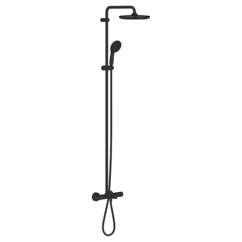 Grohe Vitalio Start Douchesysteem - badkraan thermostatisch - met aquadimmer - hoofddouche diameter 25cm - handdouche diameter 11cm - matte black (mat zwart) SW1126399