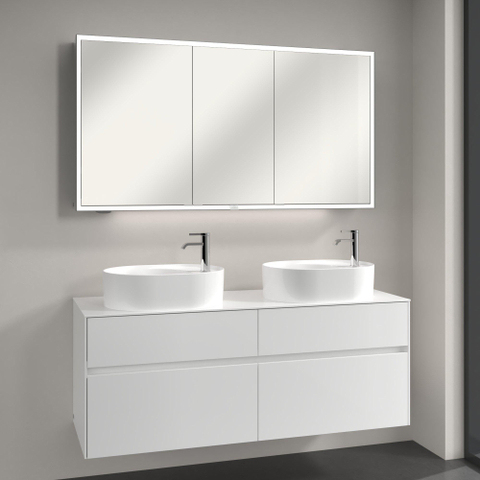 Villeroy & Boch My View Now spiegelkast - met 3 deuren - met led verlichting en wastafelverlichting - 140x75x16.8cm - met in/uit schakelaar - Aluminium (zilver) SW701121