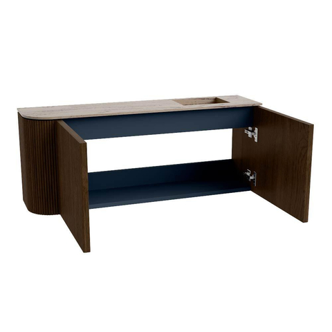 Mondiaz JOYA-DLUX Meuble de salle de bains 101.6cm - arrondi gauche couleur Walnut - Vasque FAYE position Droite Sans trou de robinet couleur Arena SW1424373
