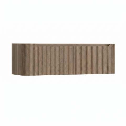 H&R Badmeubelen Juice Wastafelonderkast - 140x45x40cm - linkerhoek afgerond - 3D-front - 2 lades - geïntegreerde greep - charleston SW1260145