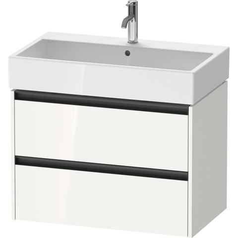 Duravit Ketho.2 Wastafelonderbouwkast - met 2 laden - 78.4x46x54.9cm - met grepen antraciet - hoogglans wit SW772939