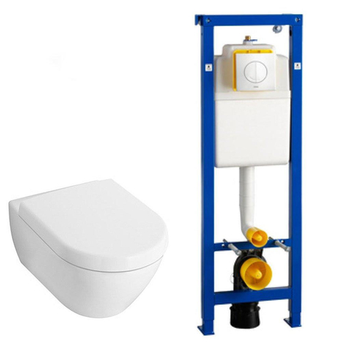 Villeroy & Boch Subway 2.0 toiletset met luxe zitting, Wisa reservoir en Argos Wit Knop SW28182