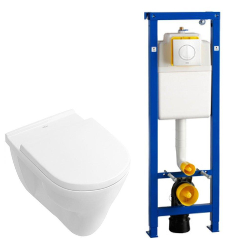 Villeroy & Boch O.novo Toiletset - vlakspoel - met basic zitting Wisa reservoir en Argos Knop - wit SW28183