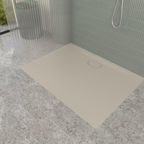 Villeroy & Boch Ecora douchebak - 120x90x3.5cm - afvoer lange zijde - almond (beige) SW1558903
