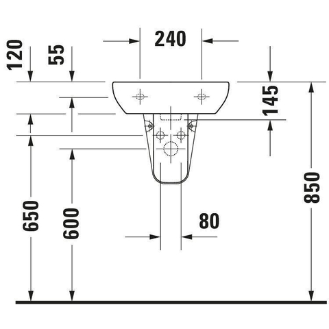 Duravit D-code Fontein - met kraangat - 45x34cm - wit 0315110
