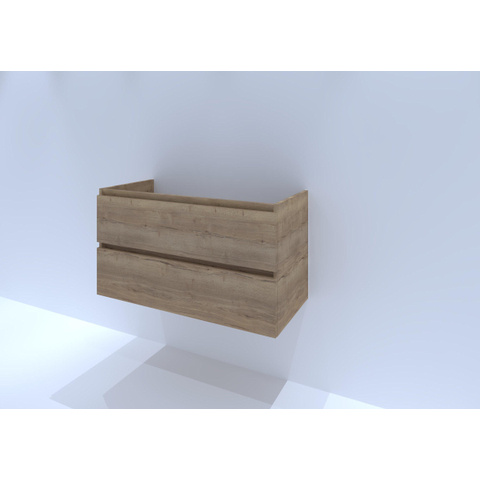 H&R Badmeubelen Infinity Wastafelonderkast - 100x44.8x55cm - 2 lades - greeploos - natuur eiken SW462305