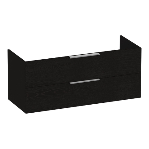 BRAUER Elevate meuble sous-lavabo 120 sans poignées rapportées 2 tiroirs à fermeture en douceur et 2 découpes pour siphon - Timber Black SW1200112