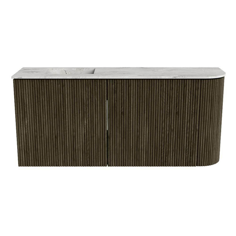 Mondiaz JOYA-DLUX 91.6cm toiletmeubel - ronding rechts kleur Shadow - Wastafel FAYE positie Links Zonder kraangat kleur Glace. SW1422781
