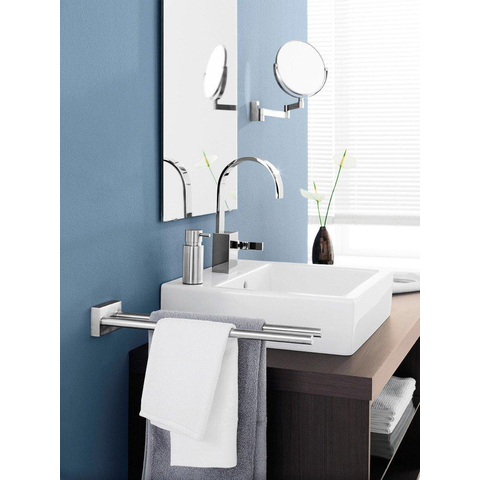 Zack Linea miroir grossissant – rond – 26,5 x 25,6 cm – grossissement 1x et 3x – Inox mat SW23580