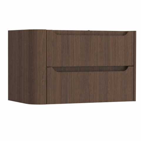 H&R Badmeubelen Juice Wastafelonderkast - 80x45x50cm - linkerhoek afgerond - 2 lades - geïntegreerde greep - coffee SW1489372
