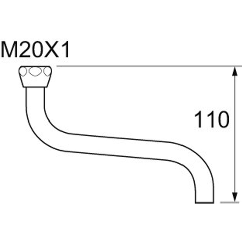 Ideal Standard Onderdelen S-uitloop 130mm M20x1 chroom 0423302