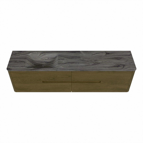 Mondiaz CIRO-DLUX Ensemble de meubles de salle de bains - 190x45x50cm - plan-vasque en solid surface Sombra - 1 lavabo à gauche - sans trous de robinetterie - 4 tiroirs - Dusk SW1533566