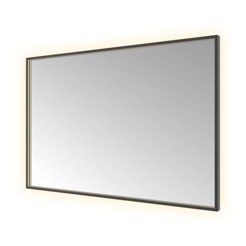 Hotbath &MORE Spiegel - 120x80cm - directe en indirecte LED - color changing - spiegelverwarming - dimbaar - met afstandsbediening - PVD - geborsteld koper (zwart) SW1246033