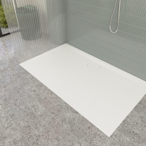 Villeroy & Boch Ecora douchebak - 150x90x3.5cm - afvoer lange zijde - stone white (wit) SW1558883