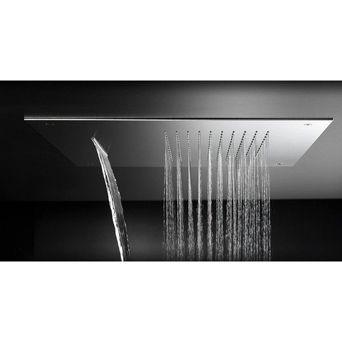 Hotbath Mate Inbouwhoofddouche vierkant - met cascade - 50x50cm - geborsteld nikkel (RVS) SW22812