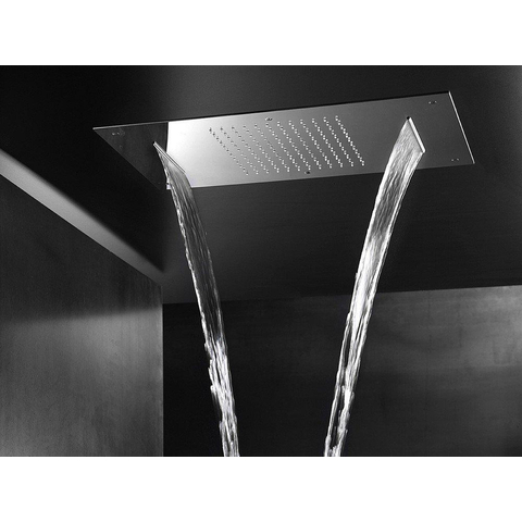Hotbath Mate Inbouwhoofddouche rechthoek - 38x70cm - geborsteld nikkel (RVS) SW22814
