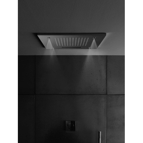 Hotbath Mate Inbouwhoofddouche vierkant - 50x50cm - met cascade en spray - geborsteld nikkel (RVS) SW22818